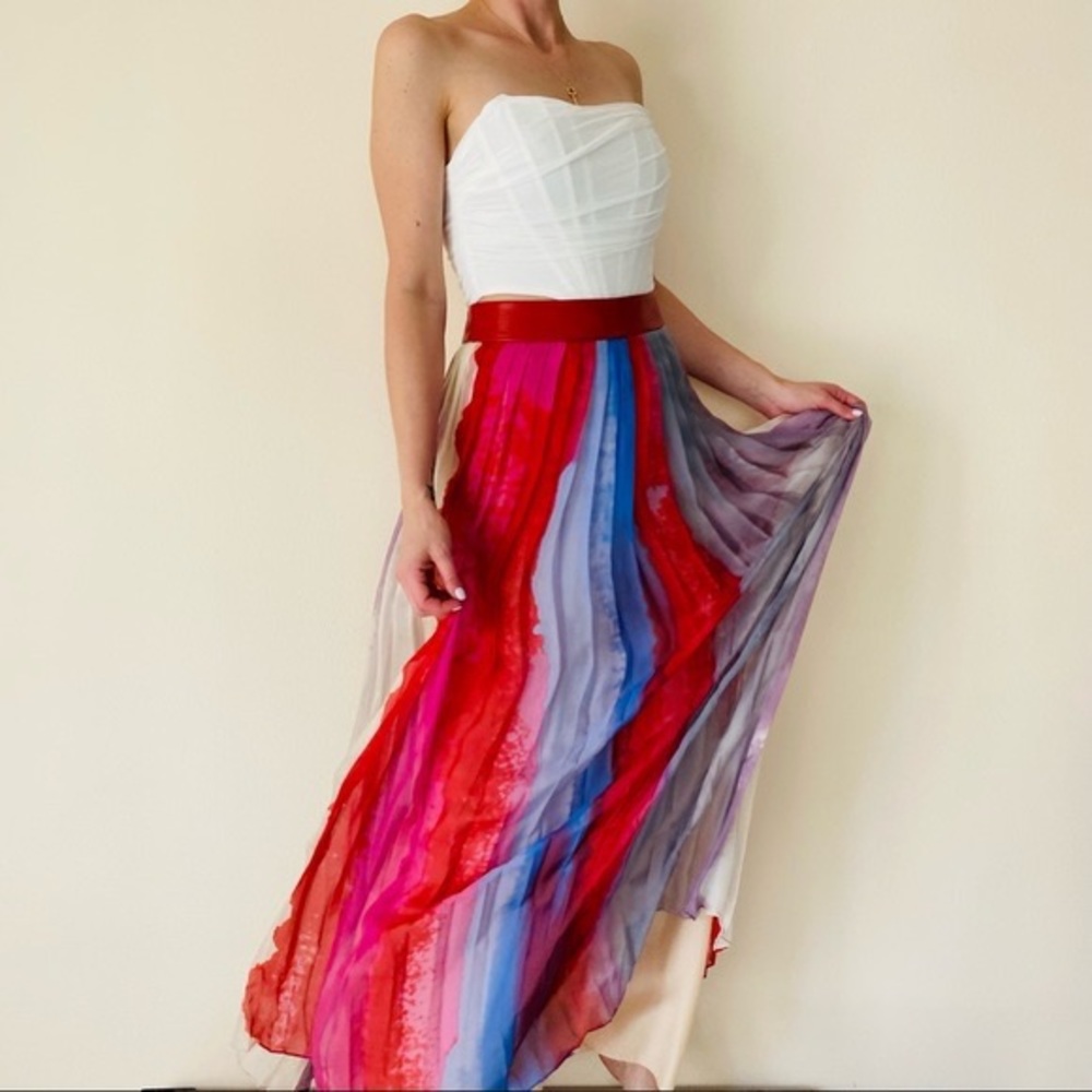 Rag & Bone Watercolor maxi Skirt size 2 - pink, red, blue